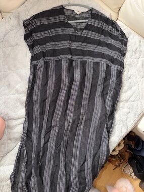 Eileen Fisher Black and White Striped Maxi Coverup